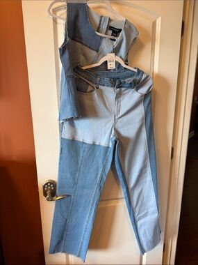 Colorblock Light Blue Women’s Jeans and Top